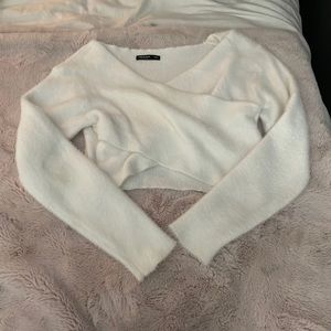 White fuzzy shein sweater